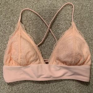 Pink lace bikini top